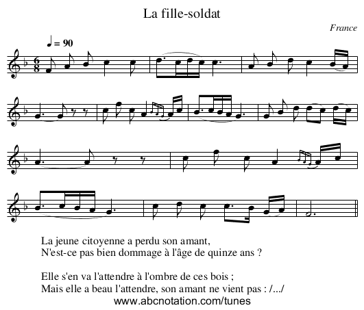 La fille-soldat - staff notation