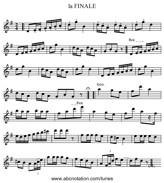 la FINALE - staff notation