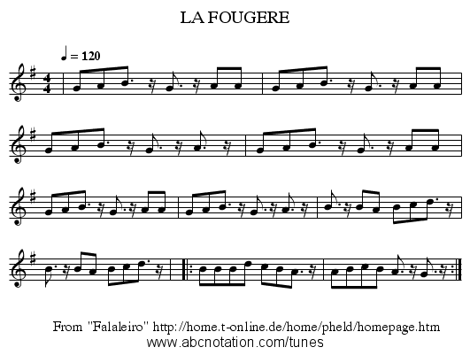 LA FOUGERE - staff notation