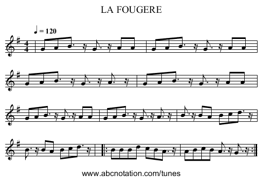 LA FOUGERE - staff notation