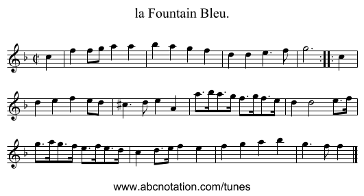 la Fountain Bleu. - staff notation
