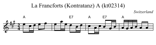 La Francforts (Kontratanz) A (kt02314) - staff notation