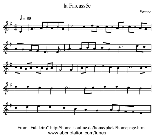 la Fricassée - staff notation