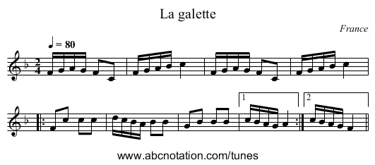 La galette - staff notation