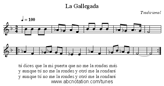 La Gallegada - staff notation