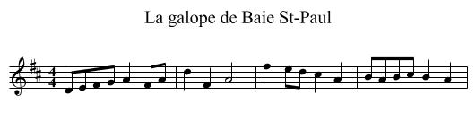 La galope de Baie St-Paul - staff notation