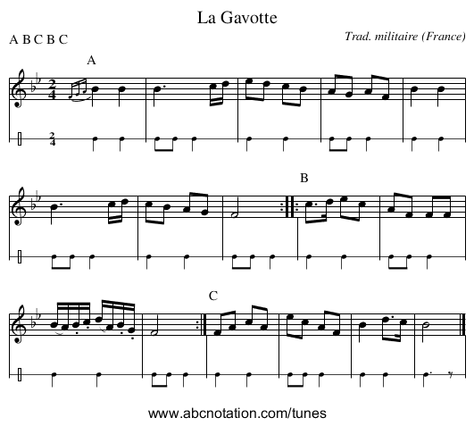La Gavotte - staff notation