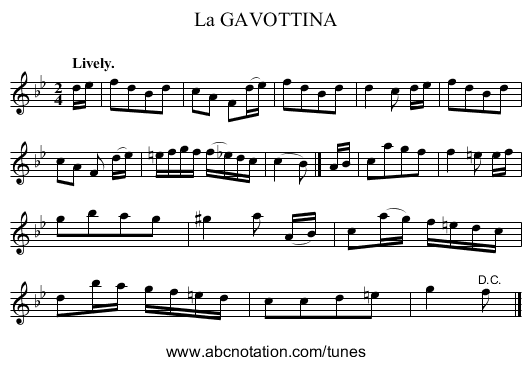 La GAVOTTINA - staff notation