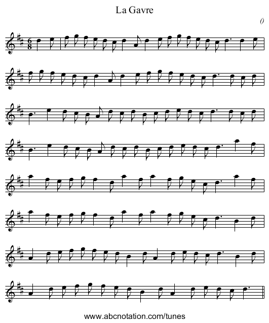 La Gavre - staff notation