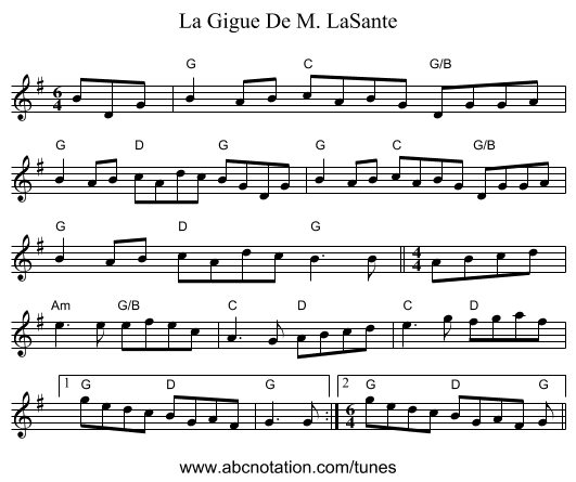 La Gigue De M. LaSante - staff notation