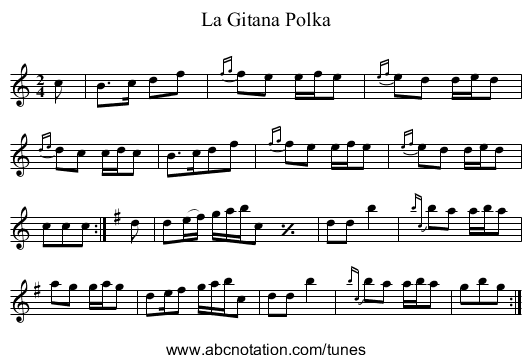 La Gitana Polka - staff notation