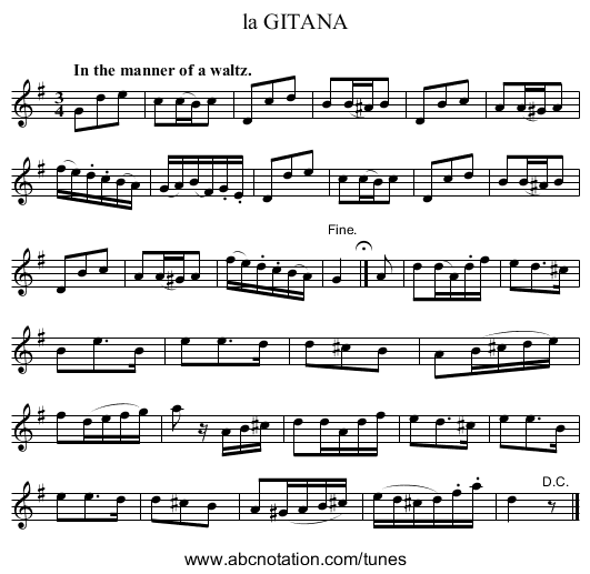 la GITANA - staff notation