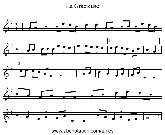 La Gracieuse - staff notation