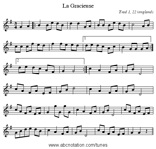 La Gracieuse - staff notation