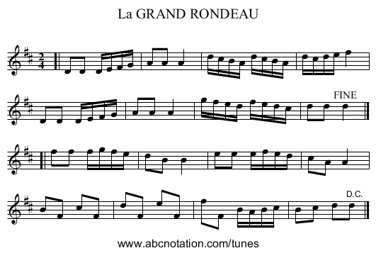 La GRAND RONDEAU - staff notation