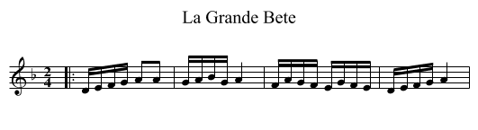 La Grande Bete - staff notation