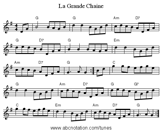 La Grande Chaine - staff notation