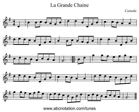 La Grande Chaine - staff notation