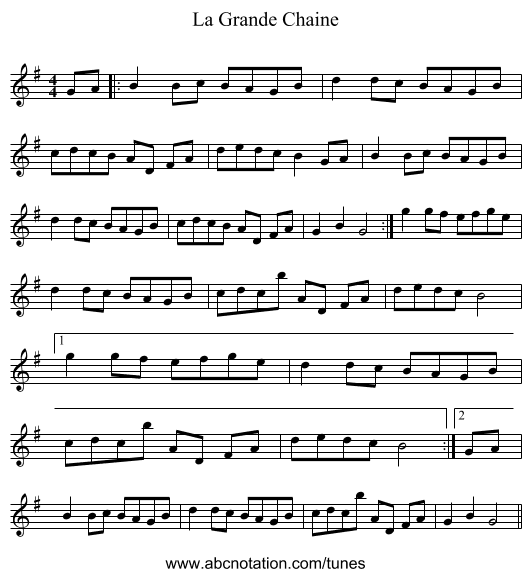 La Grande Chaine - staff notation