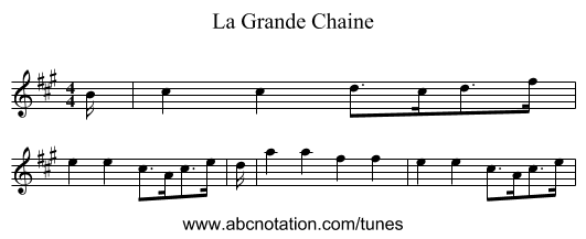 La Grande Chaine - staff notation