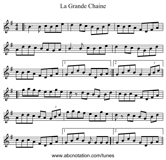 La Grande Chaine - staff notation