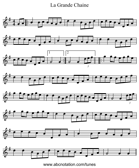 La Grande Chaine - staff notation