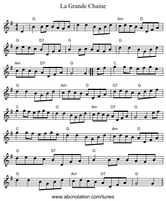 La Grande Chaine - staff notation