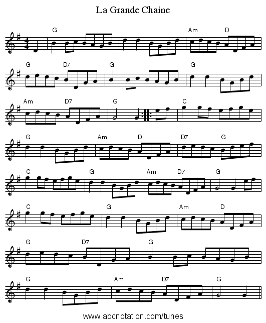 La Grande Chaine - staff notation