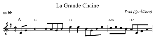 La Grande Chaine - staff notation