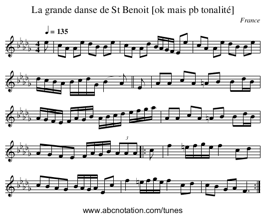 La grande danse de St Benoit [ok mais pb tonalité] - staff notation