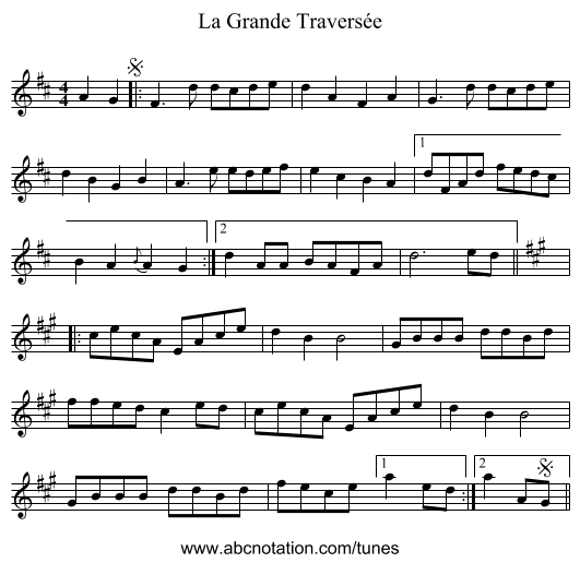 La Grande Traversée - staff notation