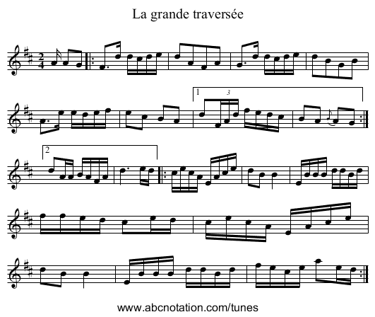 La grande traversée - staff notation
