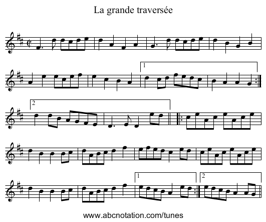 La grande traversée - staff notation