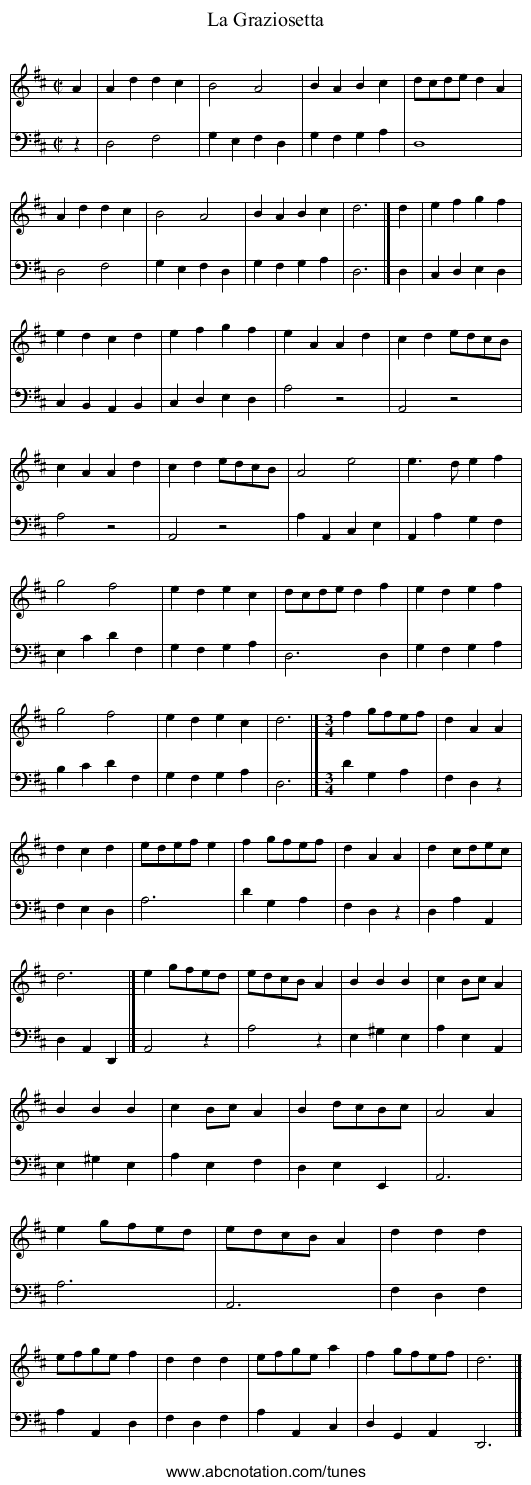 La Graziosetta - staff notation