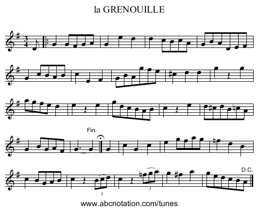 la GRENOUILLE - staff notation