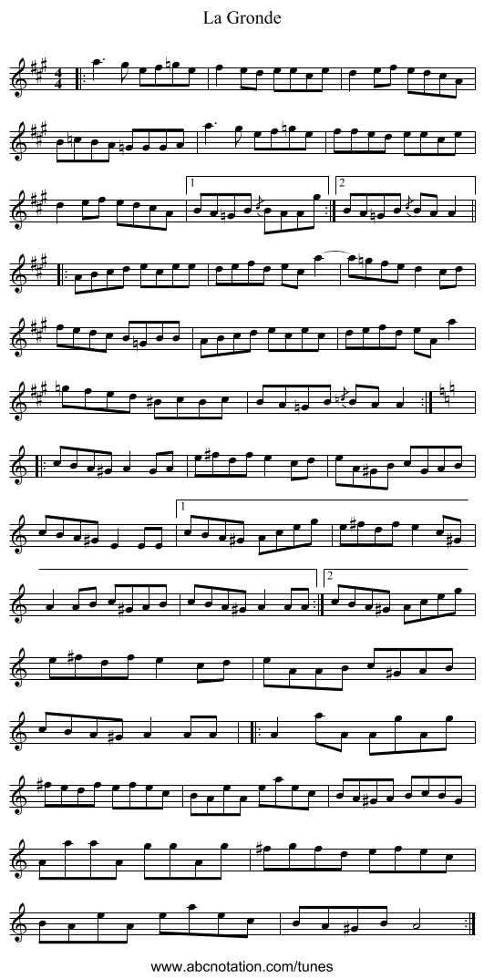 La Gronde - staff notation
