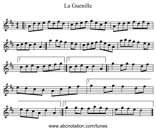 La Guenille - staff notation