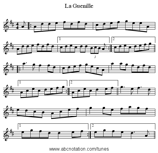 La Guenille - staff notation