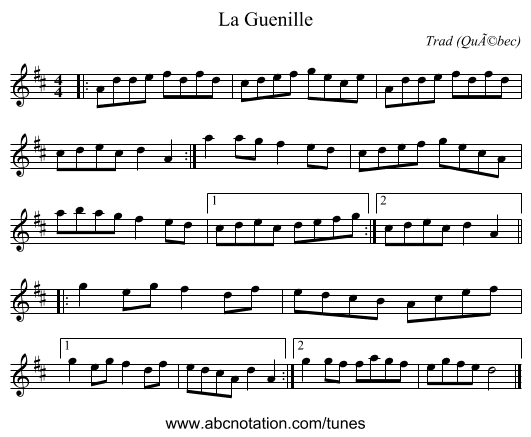 La Guenille - staff notation