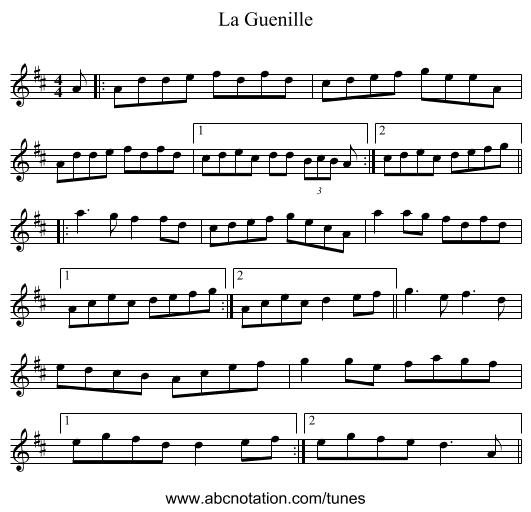La Guenille - staff notation