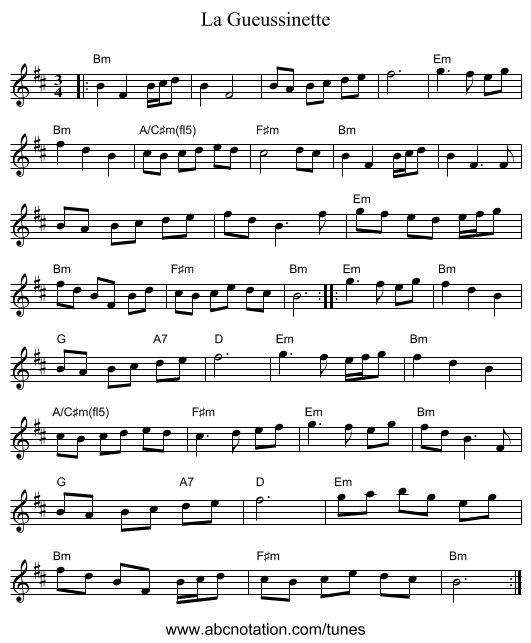 La Gueussinette - staff notation