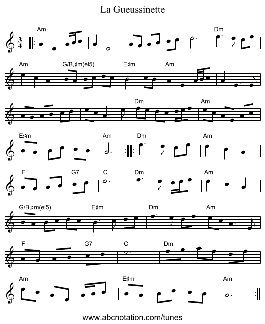La Gueussinette - staff notation