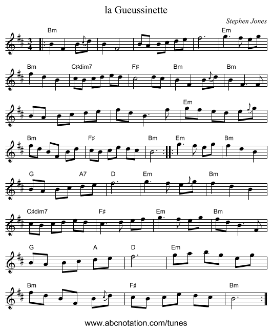 la Gueussinette - staff notation