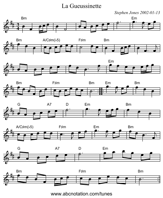 La Gueussinette - staff notation