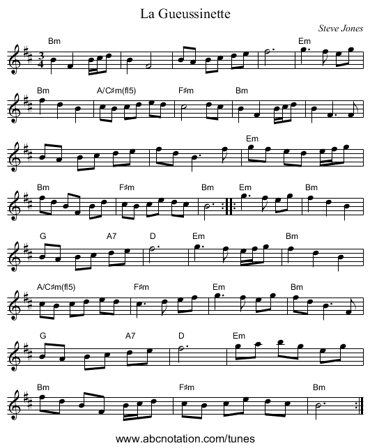 La Gueussinette - staff notation