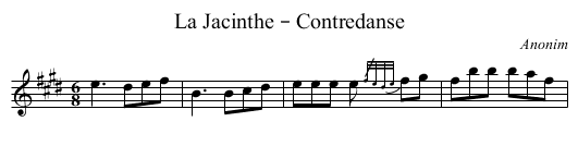 La Jacinthe – Contredanse - staff notation