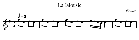 La Jalousie - staff notation