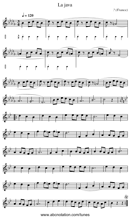 La java - staff notation