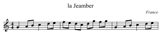 la Jeamber - staff notation