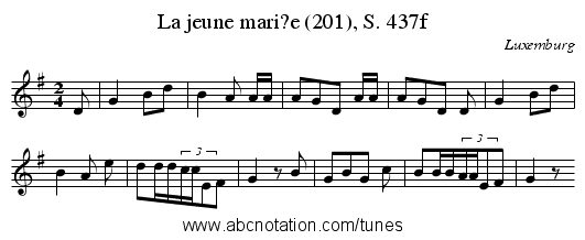La jeune mari?e (201), S. 437f - staff notation